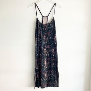 Beyond Yoga Large Soft Slumber Midi Sleep Dress Dark Floral Print Nightgown